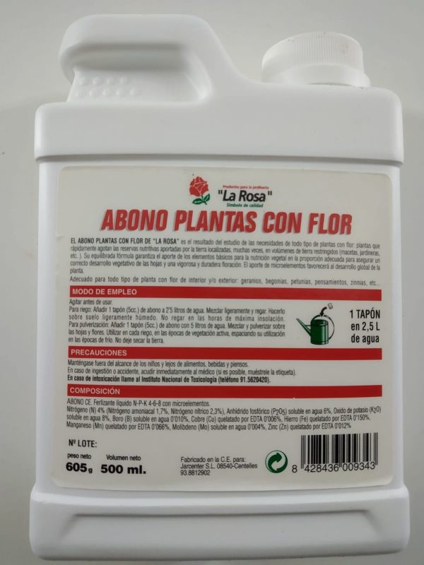 Abono líquido plantas con flor 0.5 litros